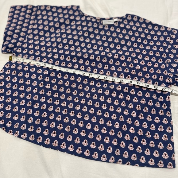 Womens S/M Cotton Boxy Lightweight blue/ red Repeat Oval Abstract Pattern Blouse - Picture 15 of 15